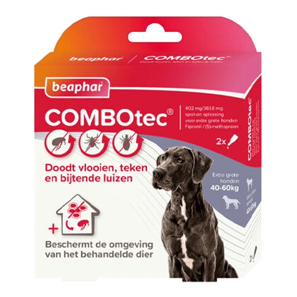 Beaphar Combotec Hond 40-60 Kg - 2st - Anti Vlooienmiddel En Tekenmiddel