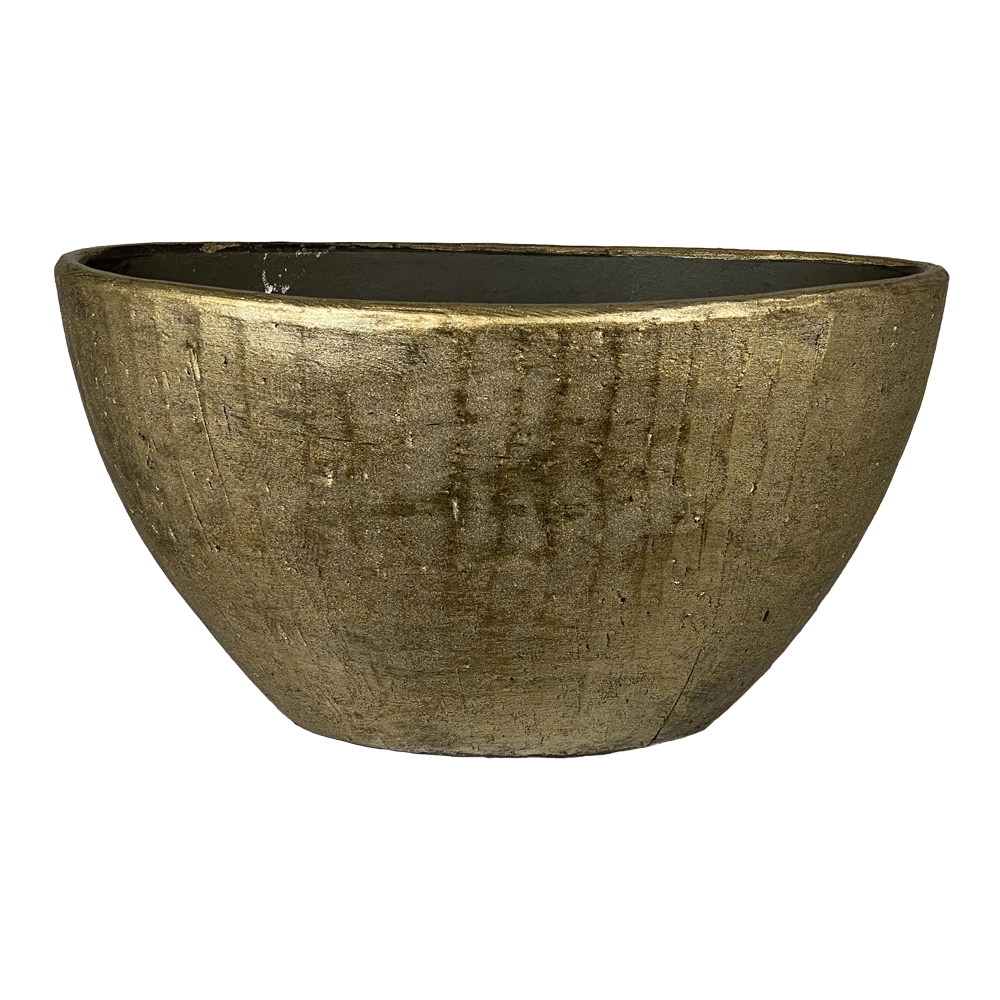 Bloempot Kos Ovaal - L35 X B16 X H19cm - Goud 3 Bloempot Kos Ovaal - L35 X B16 X H19cm - Goud