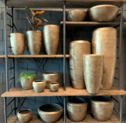 Bloempot Kos Hoog - D32 X H60cm - Goud -Flamingo Verkoop bloempot kos serie goud bloempot 3 1 3