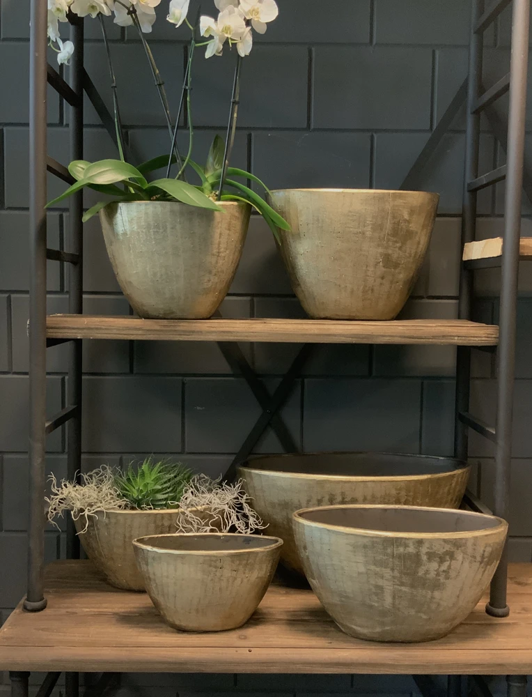 Bloempot Kos Ovaal - L35 X B16 X H19cm - Goud 5 Bloempot Kos Ovaal - L35 X B16 X H19cm - Goud - Afbeelding 3