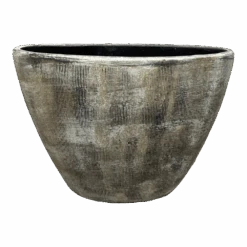 Bloempot Miami Ovaal - L33 X D13 X H24cm - Zwart Cement