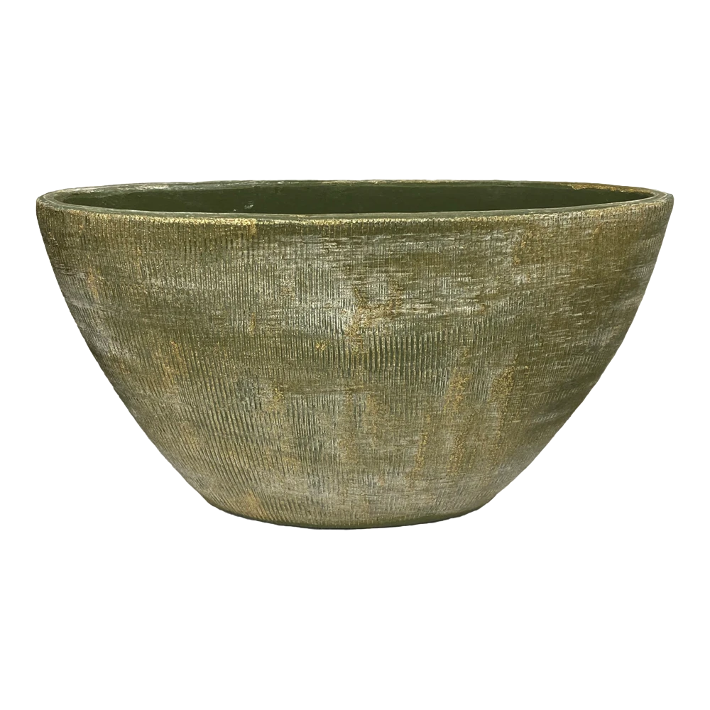 Bloempot Miami Ovaal - L41 X D19 X H22cm - Groen Cement 3 Bloempot Miami Ovaal - L41 X D19 X H22cm - Groen Cement