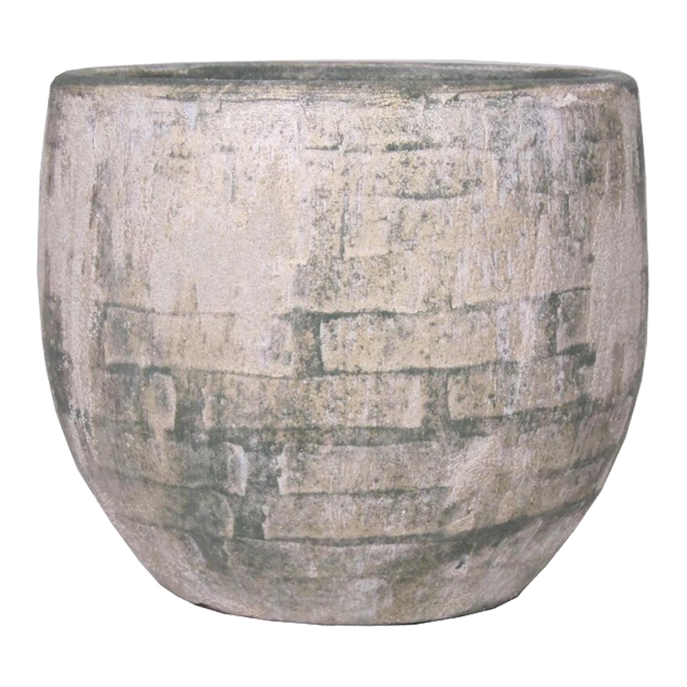 Bloempot Steef - D49 X H45cm - Creme Groen 3 Bloempot Steef - D49 X H45cm - Creme Groen