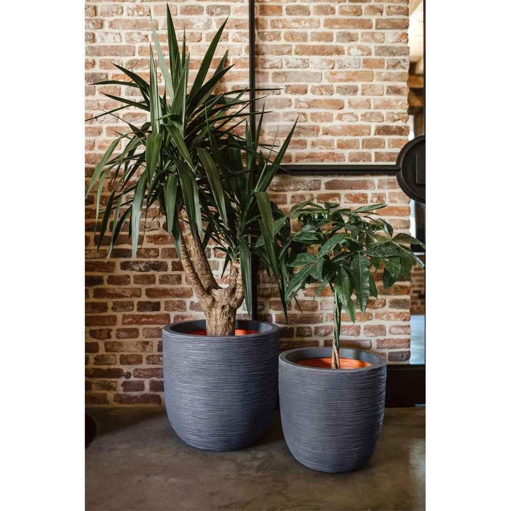 Capi Bloempot Bol Nature Rib NL - D35 X H34cm - Donkergrijs - Afbeelding 2