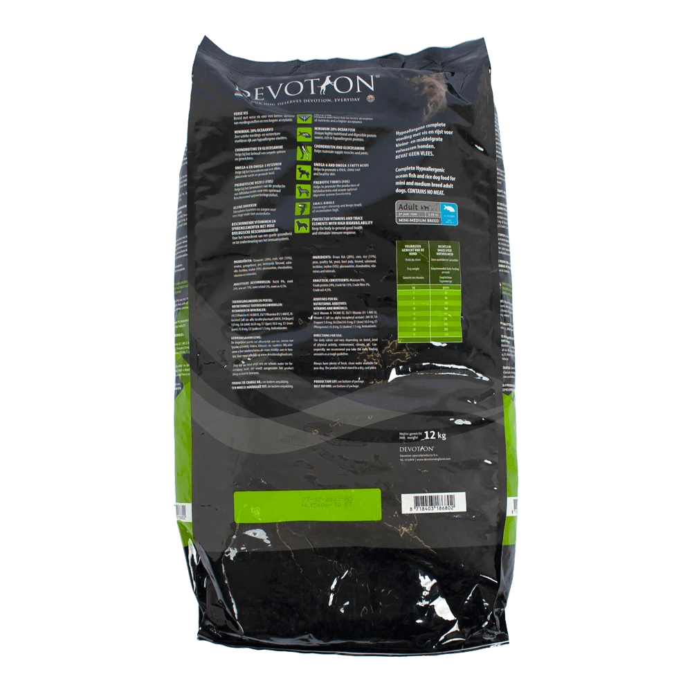 Devotion Adult Mini/Medium Met Vis En Rijst - 12kg - Hondenvoer - Afbeelding 2