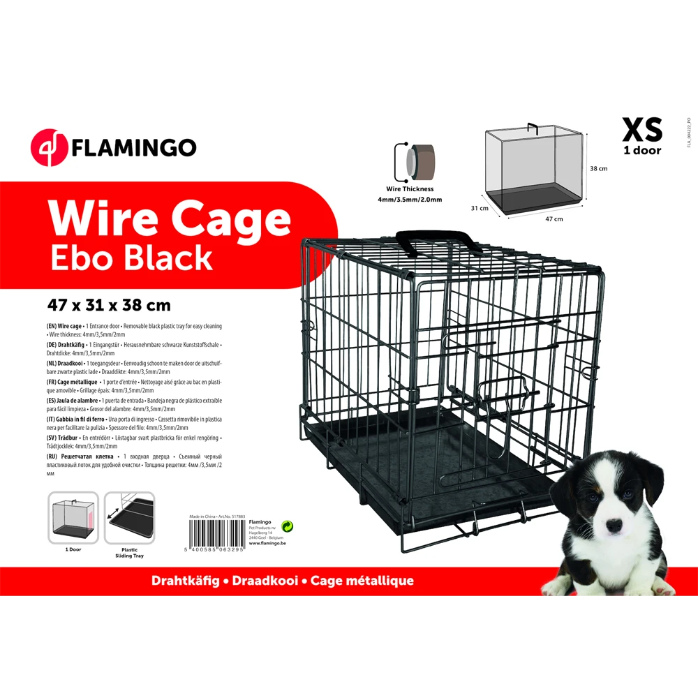 Flamingo Draadkooi Ebo Zwart - XS - 31x47x38cm - Hondenbench 6 Flamingo Draadkooi Ebo Zwart - XS - 31x47x38cm - Hondenbench - Afbeelding 4
