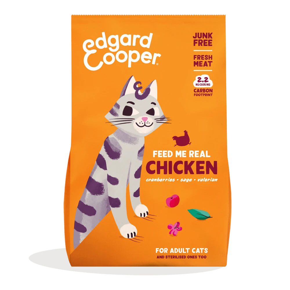 Edgard & Cooper Hypoallergene Graanvrije Brokjes Met Verse Kip - Voor Volwassen Katten - 2kg