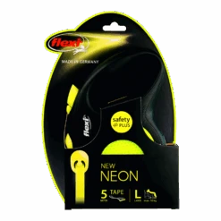 Flexi Rollijn Neon - Tape 5m - L 50KG - Hondenriem -Flamingo Verkoop flexi rollijn neon tape 5m l 50kg hondenriem 2 5