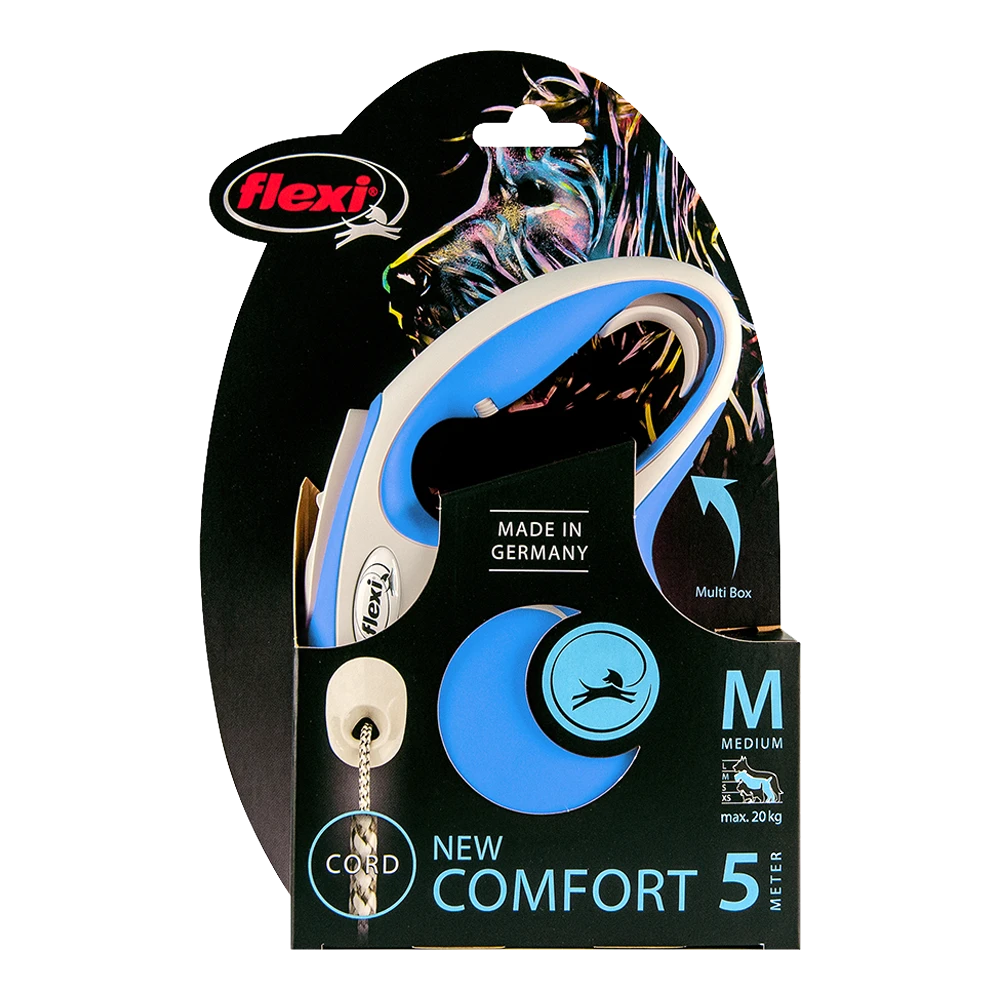 Flexi Rollijn New Comfort Blauw - Koord 5m - M 20KG - Hondenriem - Afbeelding 2