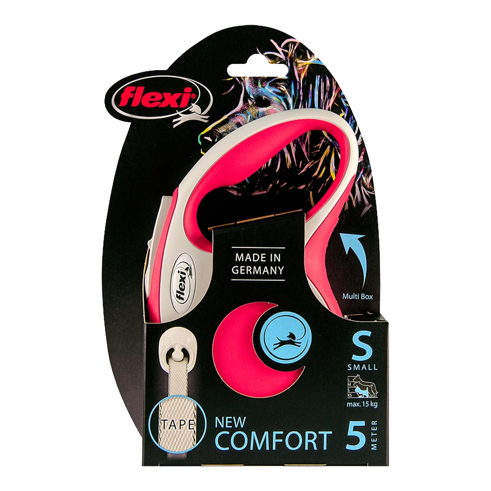 Flexi Rollijn New Comfort Rood - Tape 5m - S 15KG - Hondenriem - Afbeelding 2