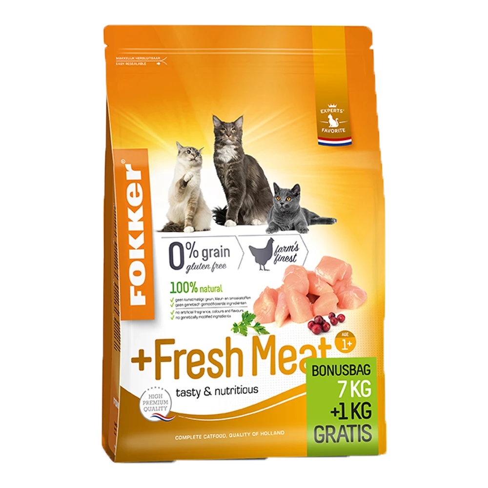 Fokker Cat +Fresh Meat - Kattenvoer - 7kg 3 Fokker Cat +Fresh Meat - Kattenvoer - 7kg