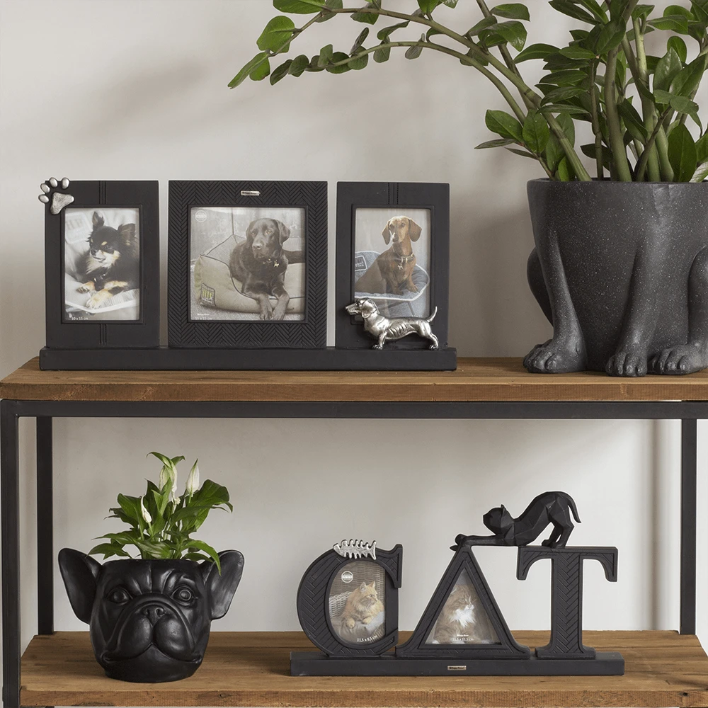 Fotolijst Drieluik Teckel - Zwart/zilver - 52x6,2x24,3cm - Happy House - Afbeelding 2