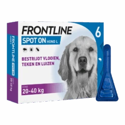 Frontline Spot On L Hond - 20 Tot 40kg - 6 Pipet - Anti Vlooien, Teken En Luizen