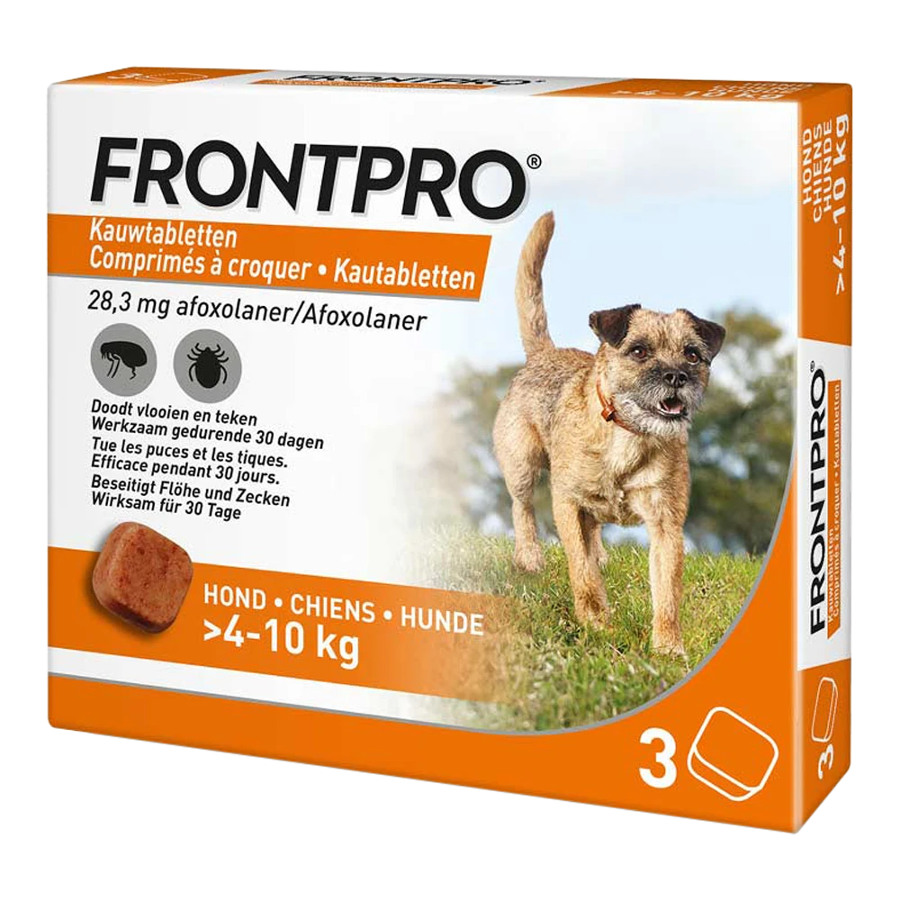 Frontline Frontpro Hond - Kauwtabletten - M - 4-10kg - 3 Tabletten 3 Frontline Frontpro Hond - Kauwtabletten - M - 4-10kg - 3 Tabletten
