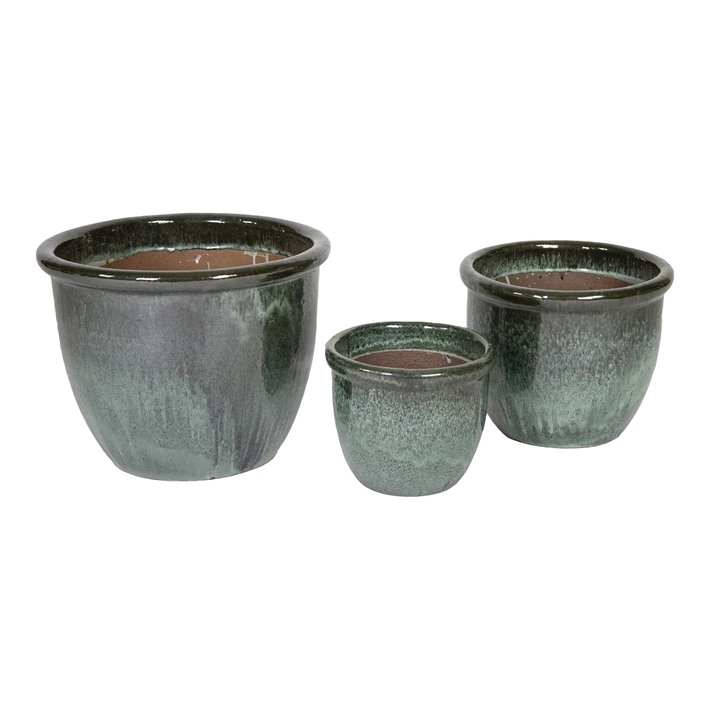 Bloempot Glazed Hp001 - D30 X H25cm - Groen 4 Bloempot Glazed Hp001 - D30 X H25cm - Groen - Afbeelding 2