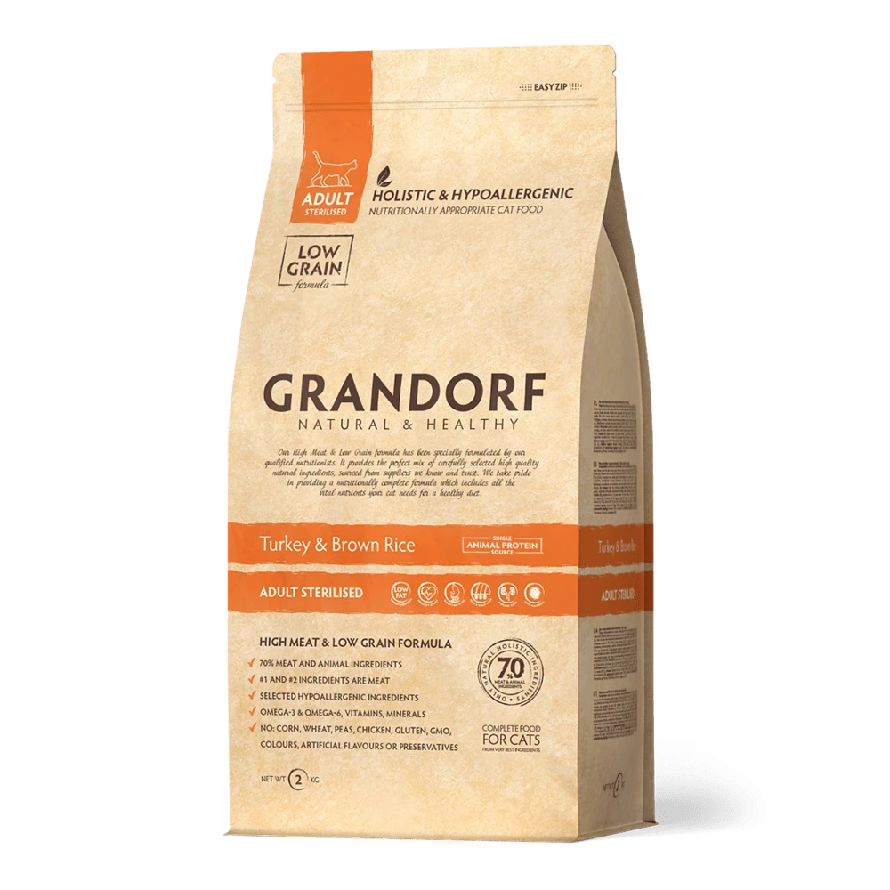 Grandorf Kalkoen & Bruine Rijst Gesteriliseerd - Kattenvoer - 2kg 3 Grandorf Kalkoen & Bruine Rijst Gesteriliseerd - Kattenvoer - 2kg