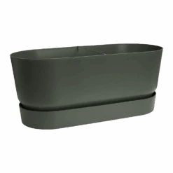 Bloembak Elho Greenville Terrace 80cm - Met Wielen - Bladgroen -Flamingo Verkoop greenville terrace trough 80cm wheels plantenbak bladgroen 3 10