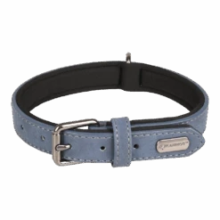 Flamingo Halsband Delu Blauw - Leer - 24-30cm 15mm - Hondenhalsband