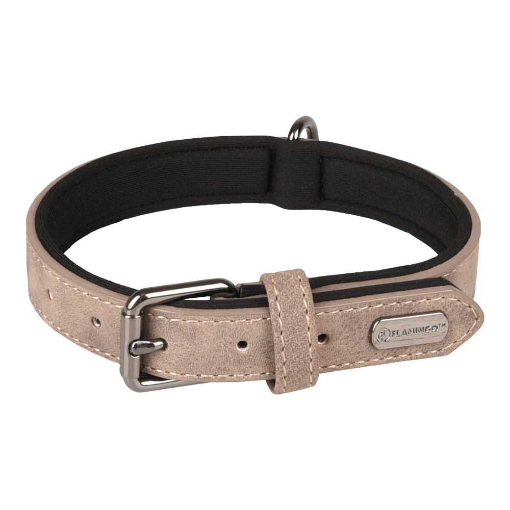 Flamingo Halsband Delu Taupe - Leer - 47-57cm 30mm - Hondenhalsband 3 Flamingo Halsband Delu Taupe - Leer - 47-57cm 30mm - Hondenhalsband