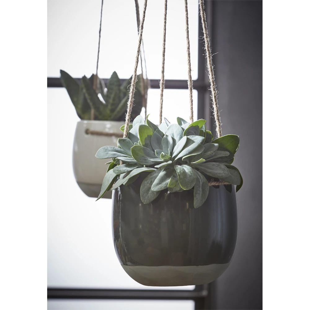 Hangpot Resa - D18,5 X H17cm - Donkergrijs 4 Hangpot Resa - D18,5 X H17cm - Donkergrijs - Afbeelding 2