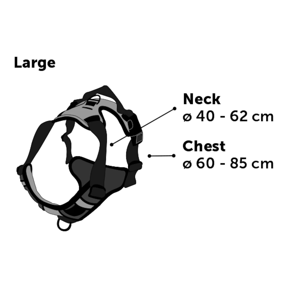Flamingo Harnas Balou Zwart - L - 60-85cm X 25mm - Hondenharnas - Afbeelding 4