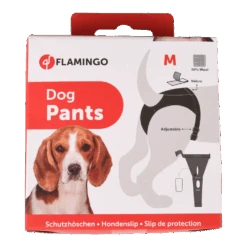 Flamingo Hondenslip Velcro - M - Zwart - Hondenonderbroek