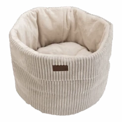 Designed By Lotte Kattenmand Ribbed Met Rits - Lichtgrijs - 50x50x35cm -Flamingo Verkoop kattenmand ribbed met rits lichtgrijs 50x50x35cm 2 1