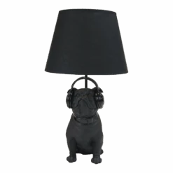 Lamp Bulldog - Zwart - 31,5x30x54cm - Happy House - Hondenlamp