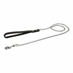 Beeztees Leren Hondenriem Met Ketting - Zwart - 18mm X 120cm