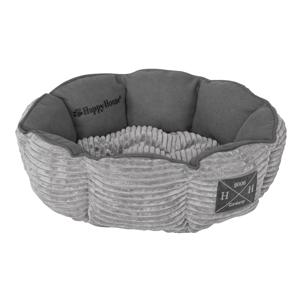 Mand Rond Corduroy Collectie - S - Grijs - Happy House