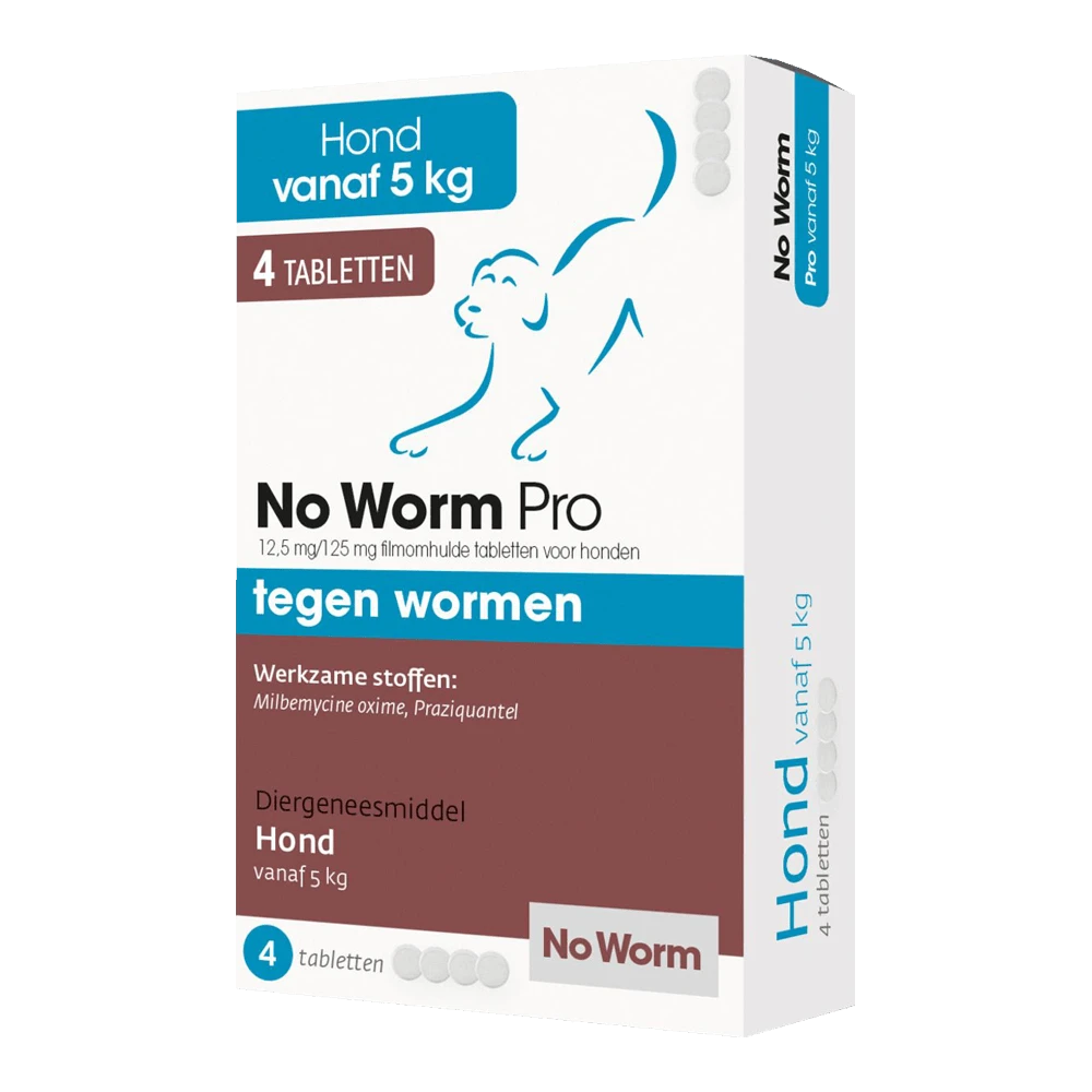 No Worm Pro Hond-L - Anti Wormenmiddel - Large Vanaf 5kg - 4 Tab.