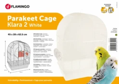 Parkietenkooi - Klara 2 Wit - 45x28x62,5cm - Flamingo -Flamingo Verkoop parkietenkooi klara 2 wit 45x28x62 5cm flamingo metaal plastic 3