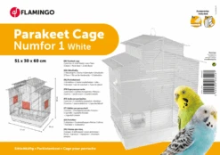 Parkietenkooi - Numfor 1 Wit - 51x30x60cm - Flamingo -Flamingo Verkoop parkietenkooi numfor 1 wit 51x30x60cm flamingo metaal plastic 3