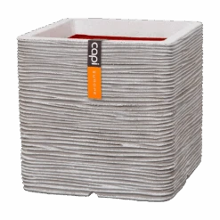 Capi Plantenbak Vierkant Nature Rib NL - L40 X B40 X H40cm - Ivoor