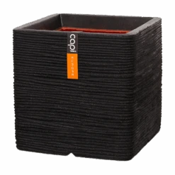 Capi Plantenbak Vierkant Nature Rib NL - L40 X B40 X H40cm - Zwart