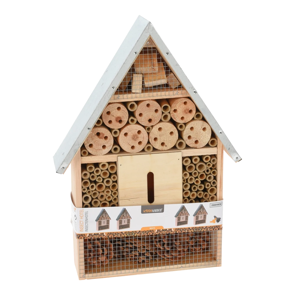 Pro Garden Insectenhotel Hout Met Metalen Dak - 28x9x40cm