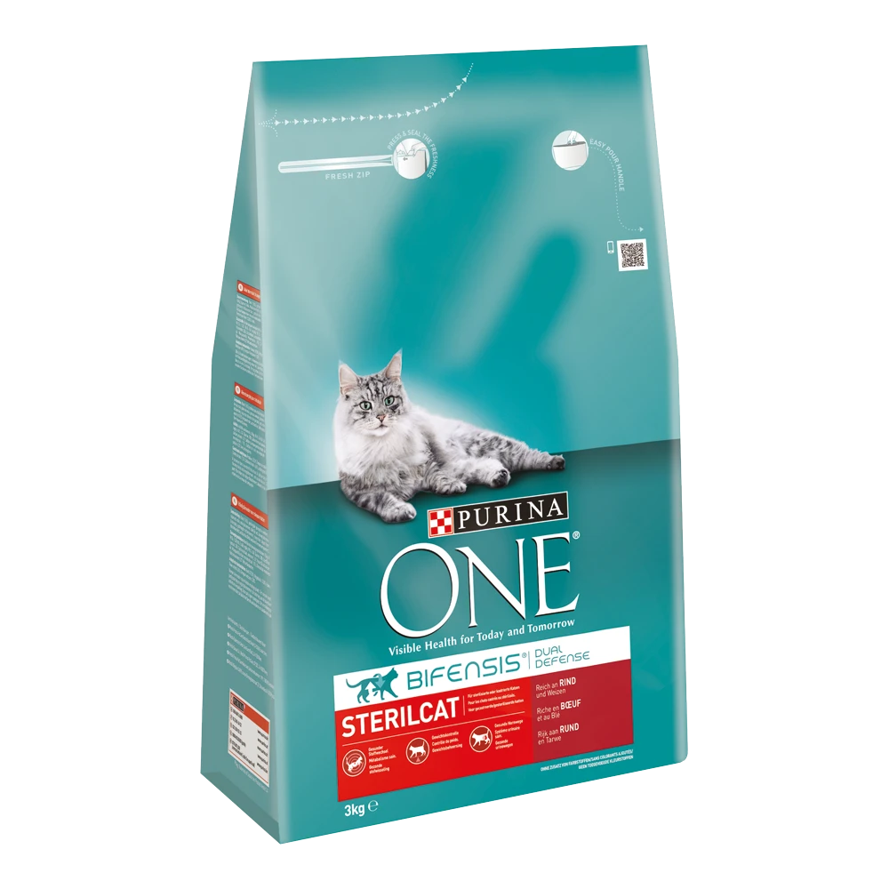 Purina One PURINAu00ae ONE Sterilcat Rijk Aan Rund & Tarwe Brokjes - Kattenvoer - 3kg 3 Purina One PURINAu00ae ONE Sterilcat Rijk Aan Rund & Tarwe Brokjes - Kattenvoer - 3kg