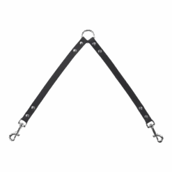 Flamingo Rondo Kopplestuk Looplijn Zwart - Leer - 30cm 18mm - Hondenriem