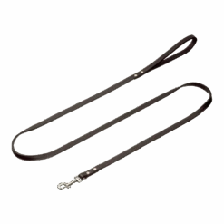 Flamingo Rondo Looplijn Gestikt Zwart - Leer - 100cm 16mm - Hondenriem