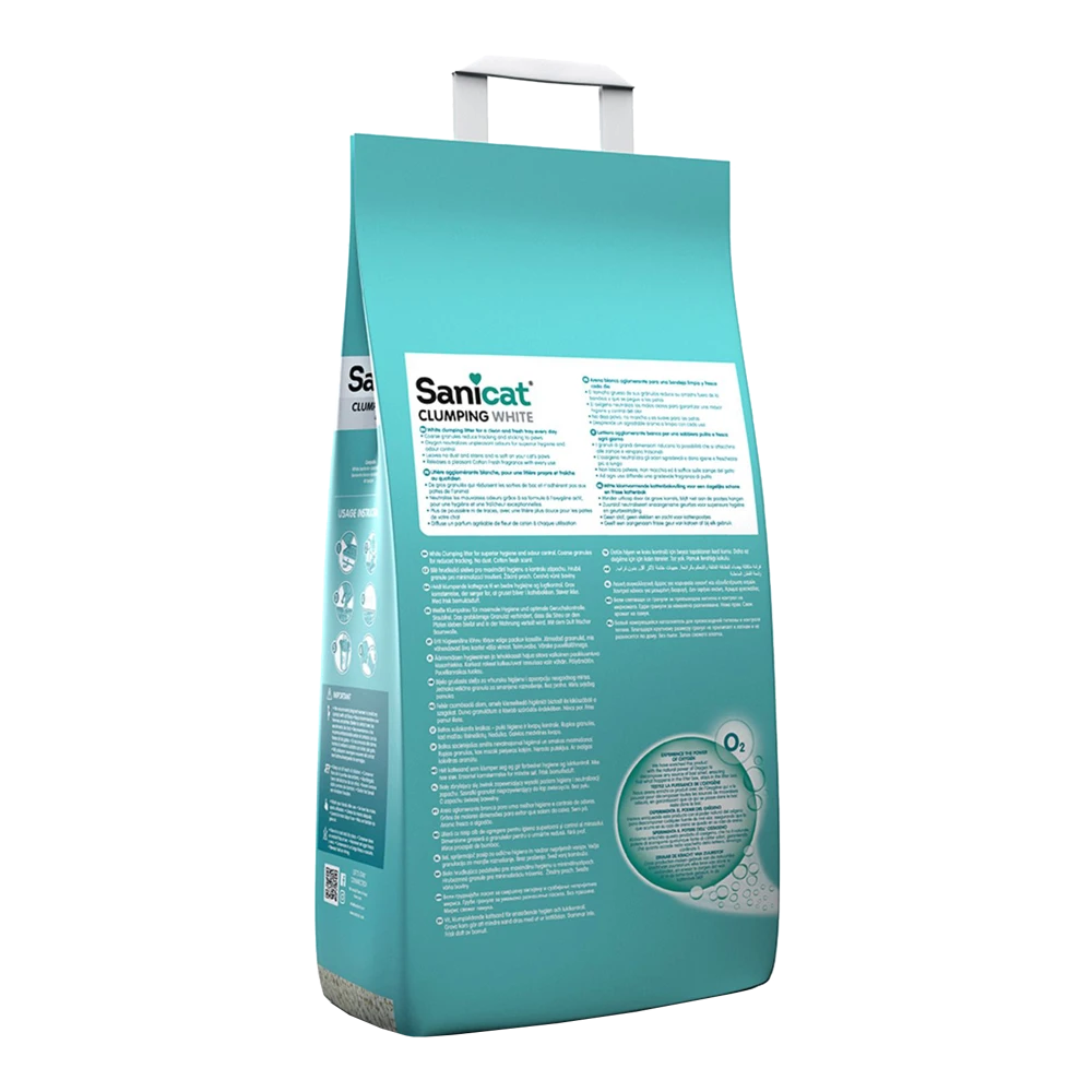 Sanicat Clumping White Cotton Fresh - Kattenbakvulling - 20L 4 Sanicat Clumping White Cotton Fresh - Kattenbakvulling - 20L - Afbeelding 2