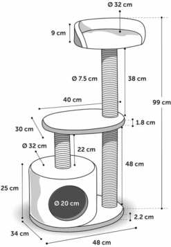Flamingo Scratching Tree Echo - Black - 48x34x99cm -Flamingo Verkoop scratching tree echo black 48x34x99cm flamingo 3