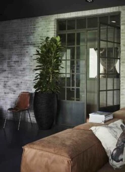 Capi Bloempot Hoog Nature Elegant Deluxe Rib NL - D38 X H58cm - Zwart -Flamingo Verkoop vaas elegant deluxe rib nl 40x60 zwart bloempot 6 8