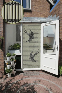 Vliegengordijn Zwaluwen - Creme/Zwart - 100 X 232cm - Sun-Arts -Flamingo Verkoop vliegengordijn zwaluwen creme zwart 100 x 232cm sun arts 100 3