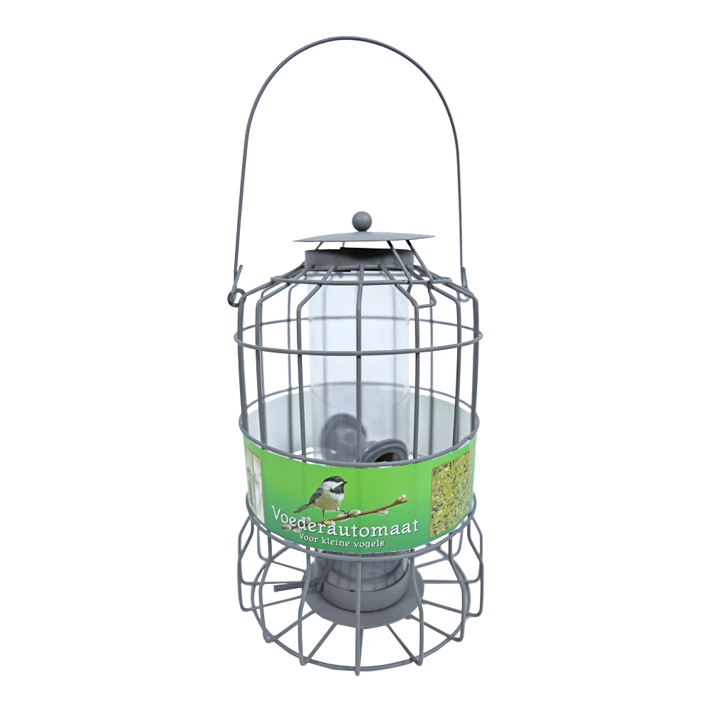 Voederautomaat Metaal Grijs Voor Kleine Vogels, 24x17 Cm