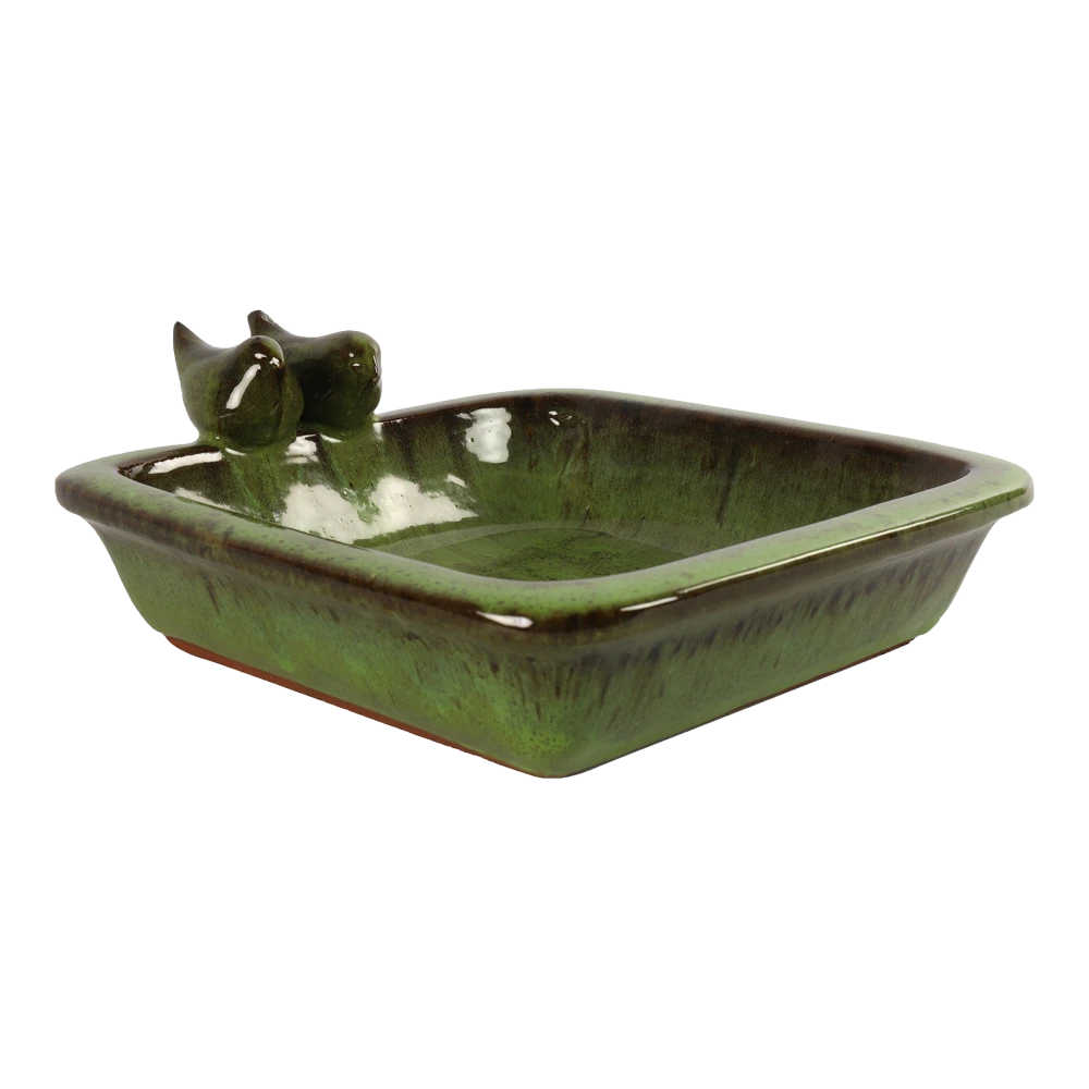 Vogelbad Momo Vierkant - 29x25x10,5cm - Groen 3 Vogelbad Momo Vierkant - 29x25x10,5cm - Groen