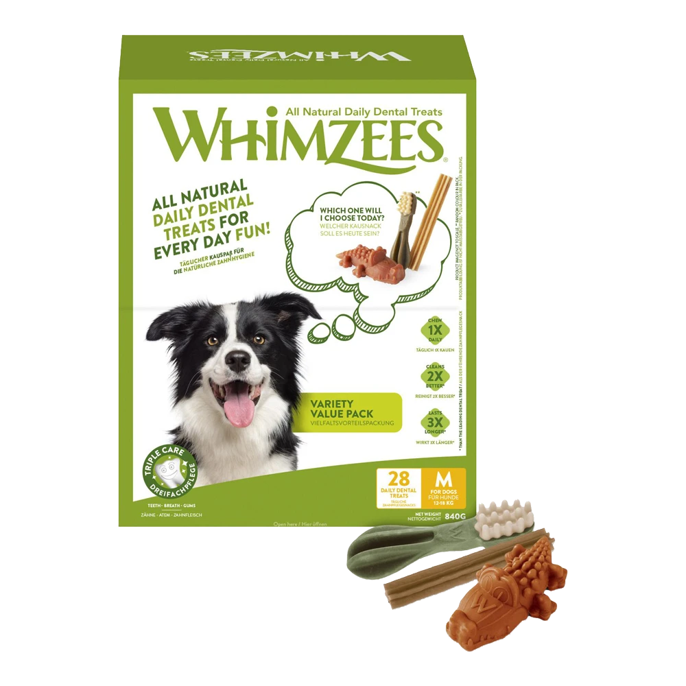 Whimzees Variety Box Dental M - 28st - Hondensnacks 3 Whimzees Variety Box Dental M - 28st - Hondensnacks