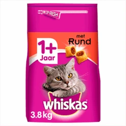 Whiskas 1+ Adult Droge Brokjes - Rund - Kattenvoer - 3,8kg -Flamingo Verkoop whiskas droge brokjes rund 3 8kg kattenvoer 4 1