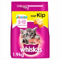 Whiskas Junior Droge Brokjes - Kip & Melk - Kittenvoer - 1,9kg -Flamingo Verkoop whiskas jr droge brokjes kip melk 1 9kg kattenvoer 4 1