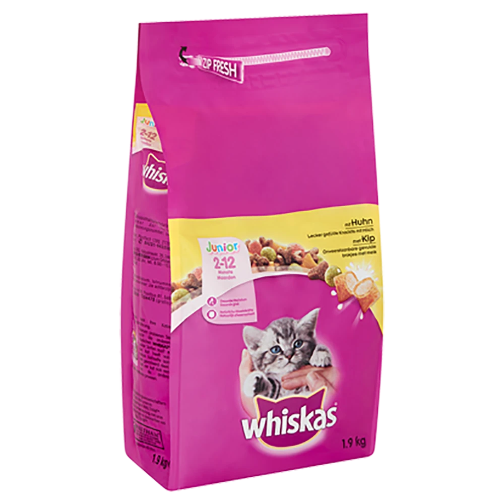Whiskas Junior Droge Brokjes - Kip & Melk - Kittenvoer - 1,9kg - Afbeelding 3