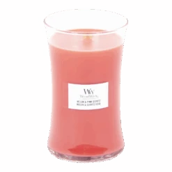 Woodwick Melon & Pink Quartz Large Candle - Geurkaars -Flamingo Verkoop woodwick melon pink quartz l cande geurskaars 2 3